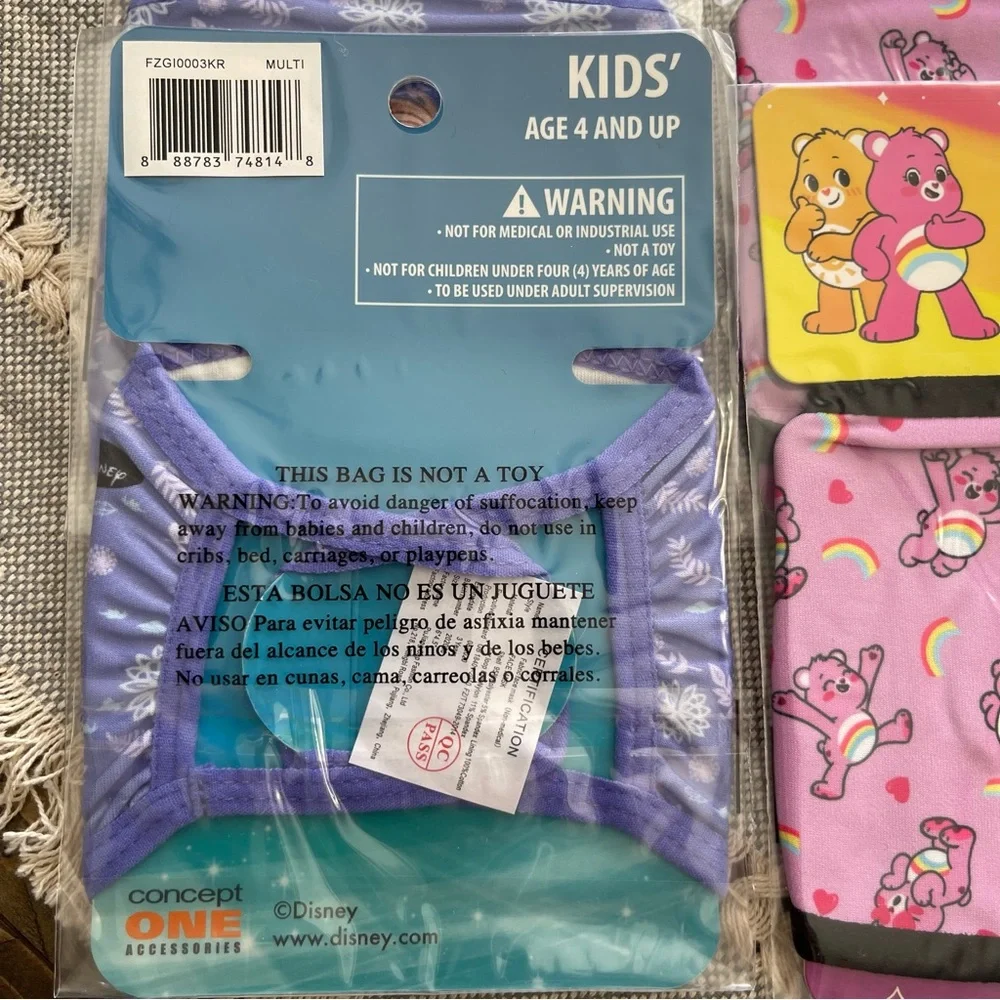 Kids Character Face Mask Care Bears Frozen Minnie Mouse (6 total) New